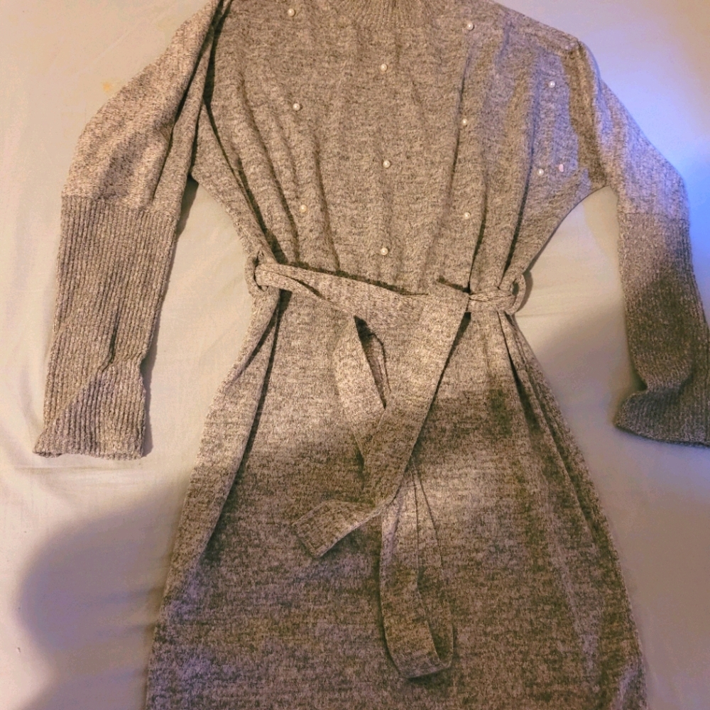Turtle neck long sleeve dress.